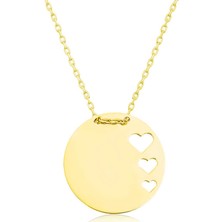 Stil Love Gümüş Gold Çember Kalp Kadın Kolye