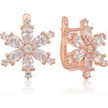 Stil Love Gümüş Beyaz Lotus Çiçeği Kadın Küpe