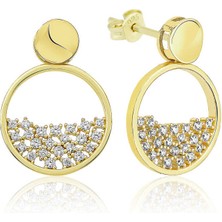 Stil Love Gümüş Gold Çiğ Damlası Kadın Küpe