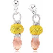 Stil Love Gümüş Pembe Taşlı Kazaz Kadın Küpe