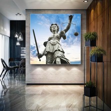 Gökyüzü Themis Heykeli Hukuk Bürosu Dekorasyon Kanvas Tablo