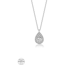 Twem Silver Swarovski Taşlı Damla Tektaş Kadın Gümüş Kolye