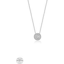 Twem Silver Swarovski Taşlı Çember Tektaş Kadın Gümüş Kolye