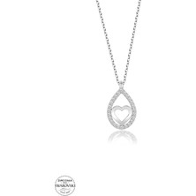 Twem Silver Swarovski Taşlı Damla Kalp Kadın Gümüş Kolye
