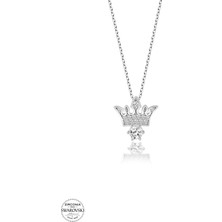 Twem Silver Swarovski Taşlı Kral Tacı Kadın Gümüş Kolye