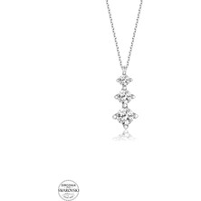 Twem Silver Swarovski Taşlı Üçtaş Tektaş Kadın Gümüş Kolye