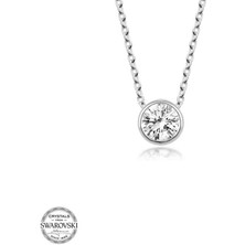 Twem Silver Swarovski Taşlı Tektaş Kadın Gümüş Kolye