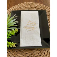 Kidspartim Gold Yaldızlı Beyaz Eid Mubarak Peçete 16 Adet