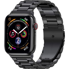 Bagies Apple Watch Ultra 49 mm Uyumlu Baklalı Çelik Kordon Siyah