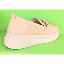 Bags Shoes White Angel 001122-016 Kadın Yüksek Taban Tokalı Loafer Ayakkabı