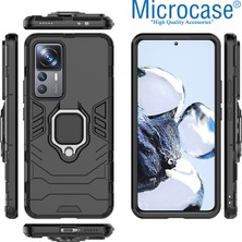 Microcase Xiaomi 12T / 12T Pro / K50 Ultra Batman Serisi Yüzük Standlı Armor Kılıf - Siyah AL3349