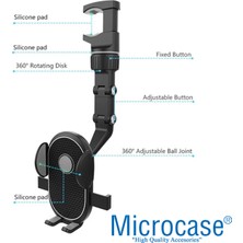 Microcase Araç Içi Dikiz Aynası Koltuk Arkası Mutfak Telefon Tutucu - AL3244 Siyah-Gri