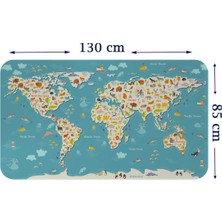 Lila Fil Eğitici Dünya Haritası Dünya Atlası Çocuk ve Bebek Odası Duvar Sticker 3776XL