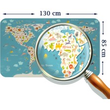 Lila Fil Eğitici Dünya Haritası Dünya Atlası Çocuk ve Bebek Odası Duvar Sticker 3776XL