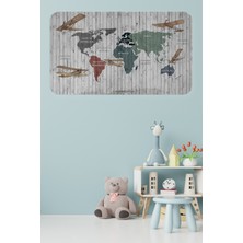 Lila Fil Eğitici Dünya Haritası Dünya Atlası Çocuk ve Bebek Odası Duvar Sticker  3804XL