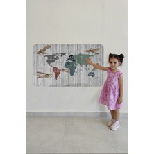 Lila Fil Eğitici Dünya Haritası Dünya Atlası Çocuk ve Bebek Odası Duvar Sticker  3804XL