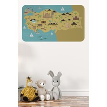 Lila Fil Eğitici ve Öğretici Dekoratif Cocuk Odası Türkiye Haritası Duvar Sticker 3877XL