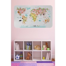 Lila Fil Eğitici Dünya Haritası Dünya Atlası Çocuk ve Bebek Kız Çocuğu Odası Duvar Sticker 3777XL