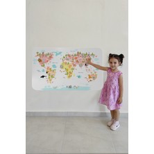 Lila Fil Eğitici Dünya Haritası Dünya Atlası Çocuk ve Bebek Kız Çocuğu Odası Duvar Sticker 3777XL