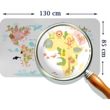 Lila Fil Eğitici Dünya Haritası Dünya Atlası Çocuk ve Bebek Kız Çocuğu Odası Duvar Sticker 3777XL