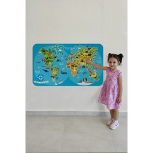 Lila Fil Eğitici Dünya Haritası Dünya Atlası Çocuk ve Bebek Odası Duvar Sticker  3805XL