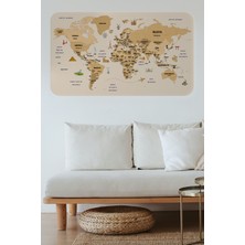Lila Fil Türkçe Eğitici Ülke ve Başkent Detaylı Atlası Dekoratif Dünya Haritası Duvar Sticker  3839XL