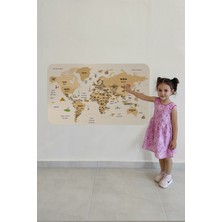 Lila Fil Türkçe Eğitici Ülke ve Başkent Detaylı Atlası Dekoratif Dünya Haritası Duvar Sticker  3839XL