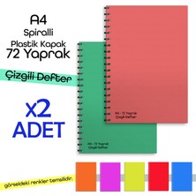 Fragman Yayınları A4 72 Yaprak 2 Adet Çizgili Okul Defteri Planlayıcı Hediyeli Plastik Kapak Spiralli