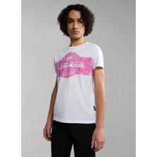 Napapijri Beyaz Kız Çocuk T-Shirt NP0A4H2Z0021 K S-Pınzon