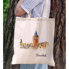 Bk Gift Istanbul Tasarımlı Kanvas Bez Çanta, Baskılı Omuz Çantası, Alışveriş Çantası, Plaj Çantası, Arkadaşa Hediye-4