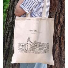 Bk Gift Istanbul Tasarımlı Kanvas Bez Çanta, Baskılı Omuz Çantası, Alışveriş Çantası, Plaj Çantası, Arkadaşa Hediye-5