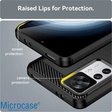 Microcase Xiaomi 12T / 12T Pro Brushed Carbon Fiber Silikon Kılıf - Siyah AL3332