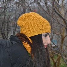 Pafuli El Örgüsü Ponponlu Bere Hardal