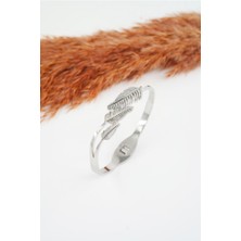 By Zeyna Aksesuar Kadın 316 L Paslanmaz Çelik Anti Alerjenik  Yaprak Model Çelik Bileklik