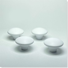 Üçer Ahşap Kayın Ağacından (8 Adet) Mobilya Kulp, Mat Lake Beyaz Ahşap B. Mantar Kulp