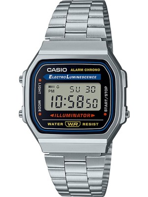 Casio A168WA-1WDF Renkli Dijital Kol Saati Çelik Kasa 5 ATM Suya Dayanıklı Standart Kullanım