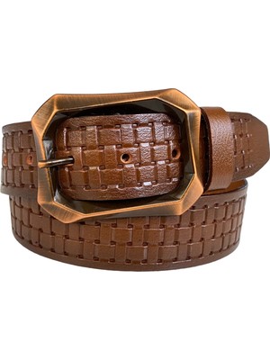 Goderi   Deri, Efsane Bakır Rengi Tokalı, Kahverengi Kadın Kot Kemeri 4 cm