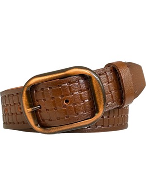 Goderi   Deri, Efsane Bakır Rengi Tokalı, Kahverengi Kadın Kot Kemeri 4 cm