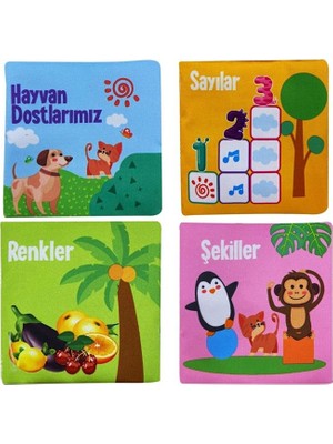 Birlik Oyuncak Babycim Bebeğimin İlk Kitap Seti Hışırtılı Renkli Bez Kitap 10x10 cm Montessori Uyumlu Motor Gelişimi