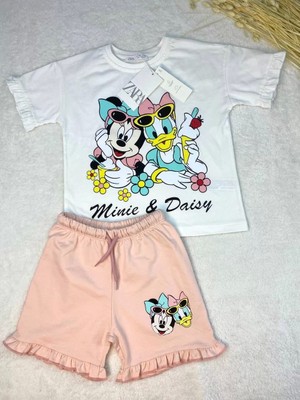 MGD Kız Çocuk Minnie Daisy Baskılı Ikili Takım10