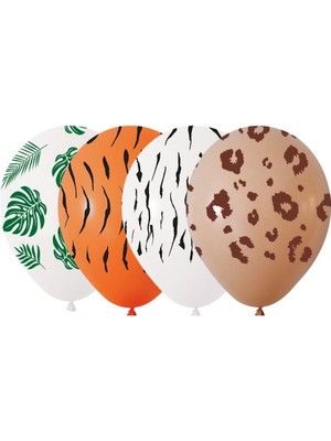 Safari Teması Karışık Renk Latex Balon 10 Adet