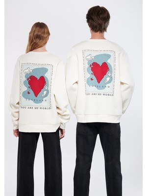 Mavi Kadın Love Land Baskılı Beyaz Sweatshirt 1611681-70057