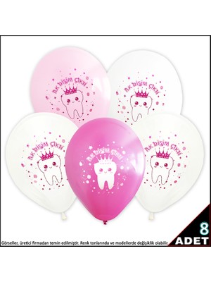 Ilk Dişim Çıktı Balon, 30CM x 8 Adet - Pembe