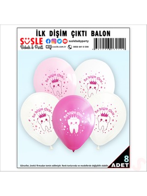 Ilk Dişim Çıktı Balon, 30CM x 8 Adet - Pembe