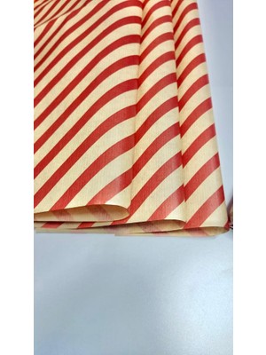 Kırmızı Kraft Verev Çizgili Hediye Paketi, Yılbaşı Paketleme Kağıdı, Ambalaj 50X70 cm 10 Adet