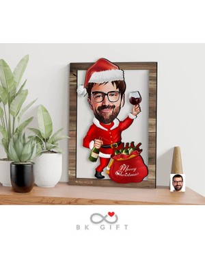 Bk Gift Kişiye Özel Yeni Yıl Karikatürlü 3D Ahşap Tablo-6