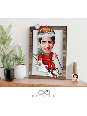 Bk Gift Kişiye Özel Yeni Yıl Karikatürlü 3D Ahşap Tablo-4