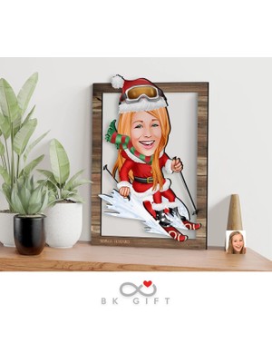 Bk Gift Kişiye Özel Yeni Yıl Karikatürlü 3D Ahşap Tablo-1