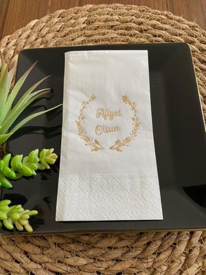 Kidspartim Gold Yaldızlı Kırmızı Afiyet Olsun Peçete