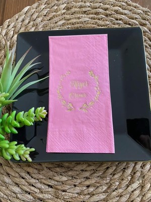 Kidspartim Gold Yaldızlı Pembe Afiyet Olsun Peçete